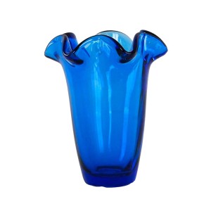 Wazon szklany kobaltowy, duński design, lata 70, produkcja: Dania