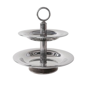 Patera dwupoziomowa stalowa, włoski design, lata 80, produkcja: Włochy