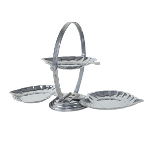 Patera trzypoziomowa metalowa, włoski design, lata 70, produkcja: Włochy