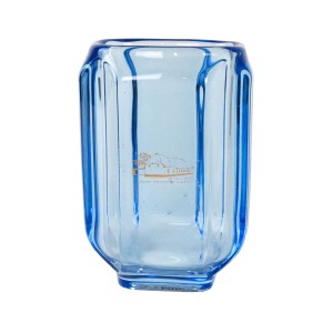 Wazon szklany niebieski, duński design, lata 60, produkcja: Dania