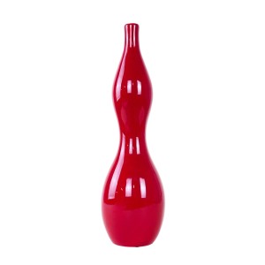 Wazon ceramiczny czerwony, duński design, lata 70, produkcja: Dania
