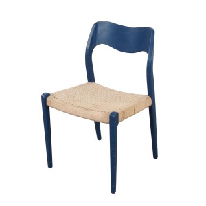 Krzesło tekowe niebieskie, duński design, lata 60, designer: Niels Otto Møller