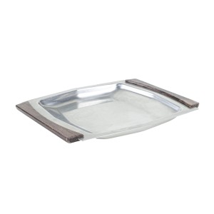 Kwadratowa taca ze stali nierdzewnej, duński design, lata 70, produkcja: Dania