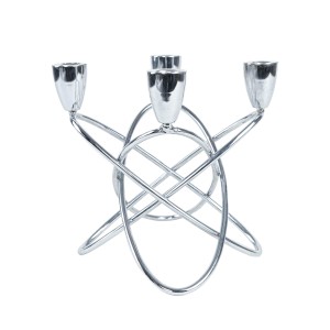 Geometryczny świecznik metalowy, duński design, lata 60, produkcja: Dania