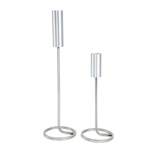 Komplet świeczników metalowych, duński design, lata 70, produkcja: Dania