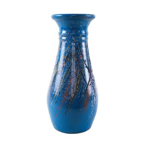 Wazon ceramiczny niebieski, duński design, lata 70, produkcja: Dania