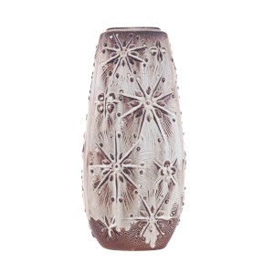 Wazon ceramiczny beżowy, niemiecki design, lata 60, produkcja: West Germany