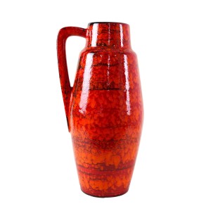 Wazon ceramiczny czerwony, niemiecki design, lata 60, produkcja: West Germany