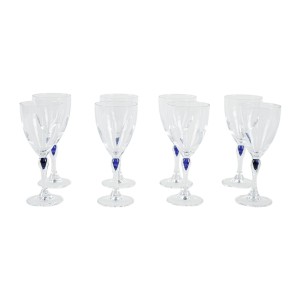 Komplet kieliszków Venise Saphir, francuski design, lata 70, produkcja: Cristal d'Arques