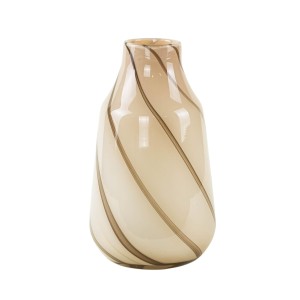 Wazon szklany beżowy, duński design, lata 70, produkcja: Dania