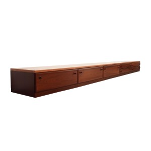 Lowboard mahoniowy, duński design, lata 70, produkcja: Dania