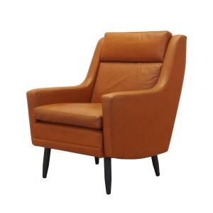 Fotel pomarańczowy, duński design, lata 70, produkcja: Dania