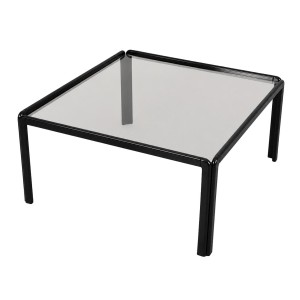 Stolik szklany kwadratowy, włoski design, lata 70, produkcja: Włochy