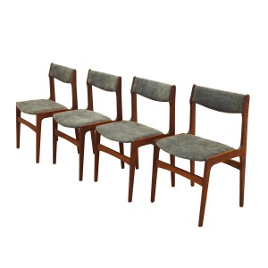 Komplet czterech krzeseł tekowych, duński design, lata 70, produkcja: Dania
