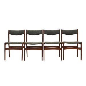 Komplet czterech krzeseł tekowych, duński design, lata 70, produkcja: Dania