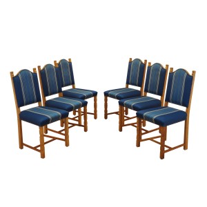 Komplet sześciu krzeseł dębowych, duński design, lata 60, designer: Henning Kjærnulf