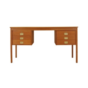 Biurko jesionowe, duński design, lata 70, produkcja: Dania
