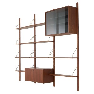 Regał systemowy tekowy, duński design, lata 70, produkcja: Dania