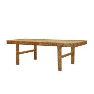 Stolik szklany wiklinowy, duński design, lata 70, produkcja: Dania
