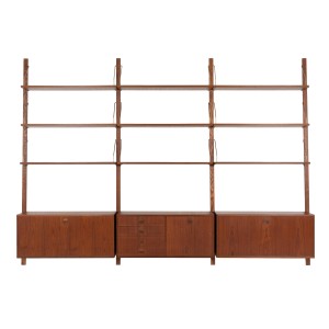 Regał systemowy tekowy, duński design, lata 60, projekt: Rud Thygesen & Johnny Sørensen, produkcja HG Furniture