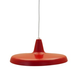 Duńska lampa wisząca z czerwonego metalu w stylu industrialnym, lata 60.