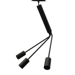 Lampa wisząca Frandsen trójramienna czarny metal Dania lata 2000.
