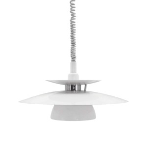Duńska lampa wisząca z warstwowym kloszem z metalu, regulacja wysokości, lata 2000.