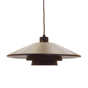 Duńska lampa wisząca z warstwowym kloszem, metal w kolorze brązowym, lata 60.