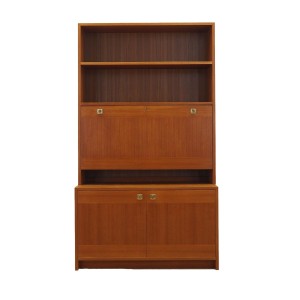 Duński regał z podświetlanym barkiem fornirowany tekiem, Danish Modern, lata 70.
