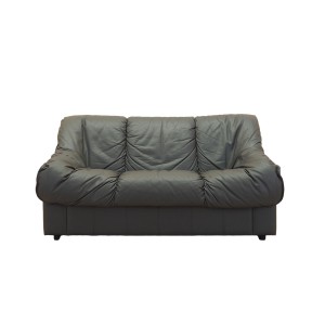 Sofa dwuosobowa w skórze naturalnej, włoski design lat 70., styl Italian Modern