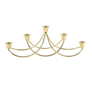 Świecznik pięcioramienny Georg Jensen, polerowany metal w złotym wykończeniu, Dania, lata 70.