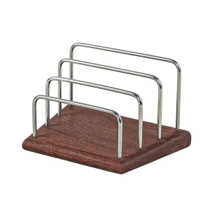 Stojak organizer z drewna tekowego i stali, skandynawski design lat 70.