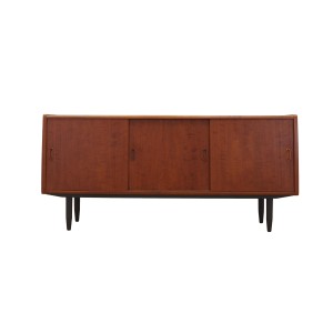 Sideboard tekowy Westergaards Møbelfabrik z drzwiami przesuwnymi, duński design lat 70.