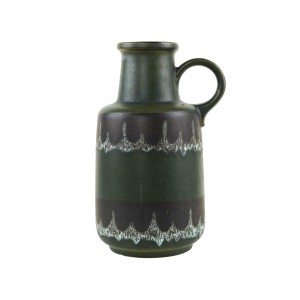 Wazon ceramiczny z uchem w zielonym szkliwie Fat Lava, West Germany, lata 70.
