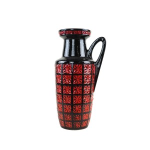 Wazon ceramiczny z reliefowym wzorem West Germany, szkliwiona ceramika, lata 70.