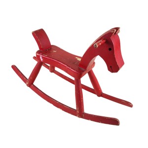 Koń na biegunach Kay Bojesen, drewniana figura, duński design lat 70.