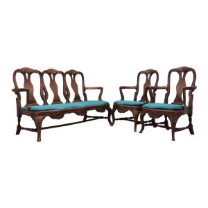 Komplet do salonu, duński design, lata 70, styl: Chippendale