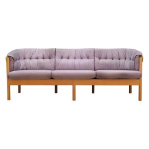 Sofa welurowa wrzosowa, duński design, lata 70
