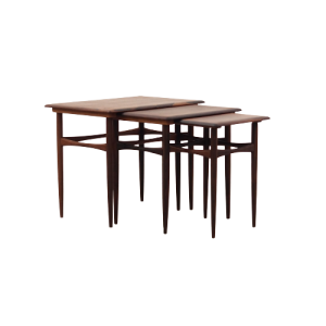 Komplet trzech stolików palisandrowych, lata 60, duński design, produkcja: Dania
