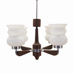 Żyrandol drewniany, duński design, lata 70, produkcja: Dania