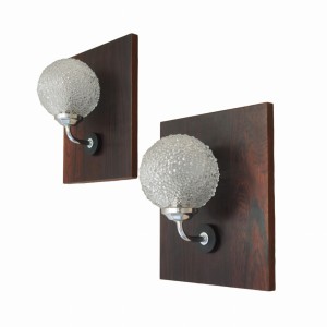 Komplet dwóch kinkietów ściennych, duński design, lata 70, produkcja: Dania