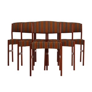Komplet sześciu krzeseł tekowych, duński design, lata 70, produkcja: Dania