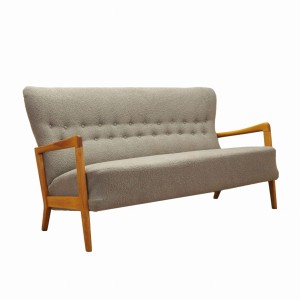 Sofa bukowa, duński design, lata 60, designer: Soren Hansen, producent: Fritz Hansen
