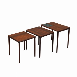 Komplet trzech stolików palisandrowych, duński design, lata 60, produkcja: Dania