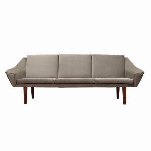 Sofa welurowa szara, duński design, lata 80, produkcja: Dania