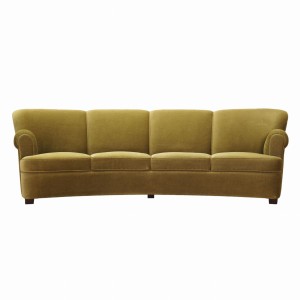 Sofa welurowa zielona, duński design, lata 60, produkcja: Dania