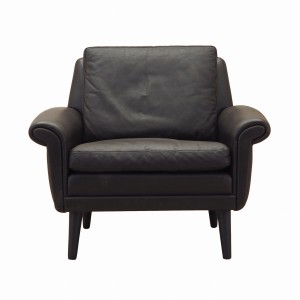 Fotel skórzany brązowy, duński design, lata 60, designer: Aage Christiansen, produkcja: Erhardsen & Andersen