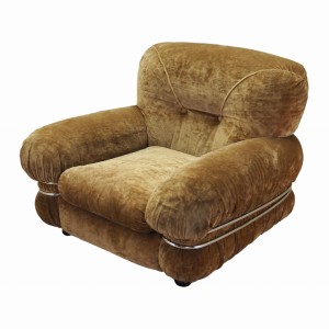 Fotel welurowy, włoski design, lata 70, produkcja: Włochy