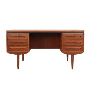 Biurko tekowe, duński design, lata 60, projektant: J. Svenstrup
